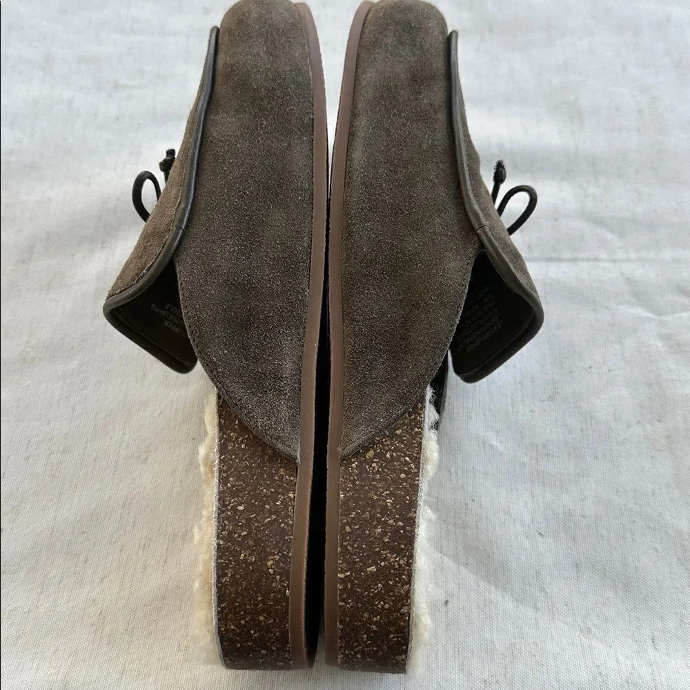 Tory Burch Tory Charm Shearling Suede Slip-on Clogs 8.5